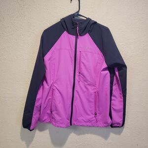 Columbia Jacket Women XL Dark Pink Blue Hybrid Lightweight